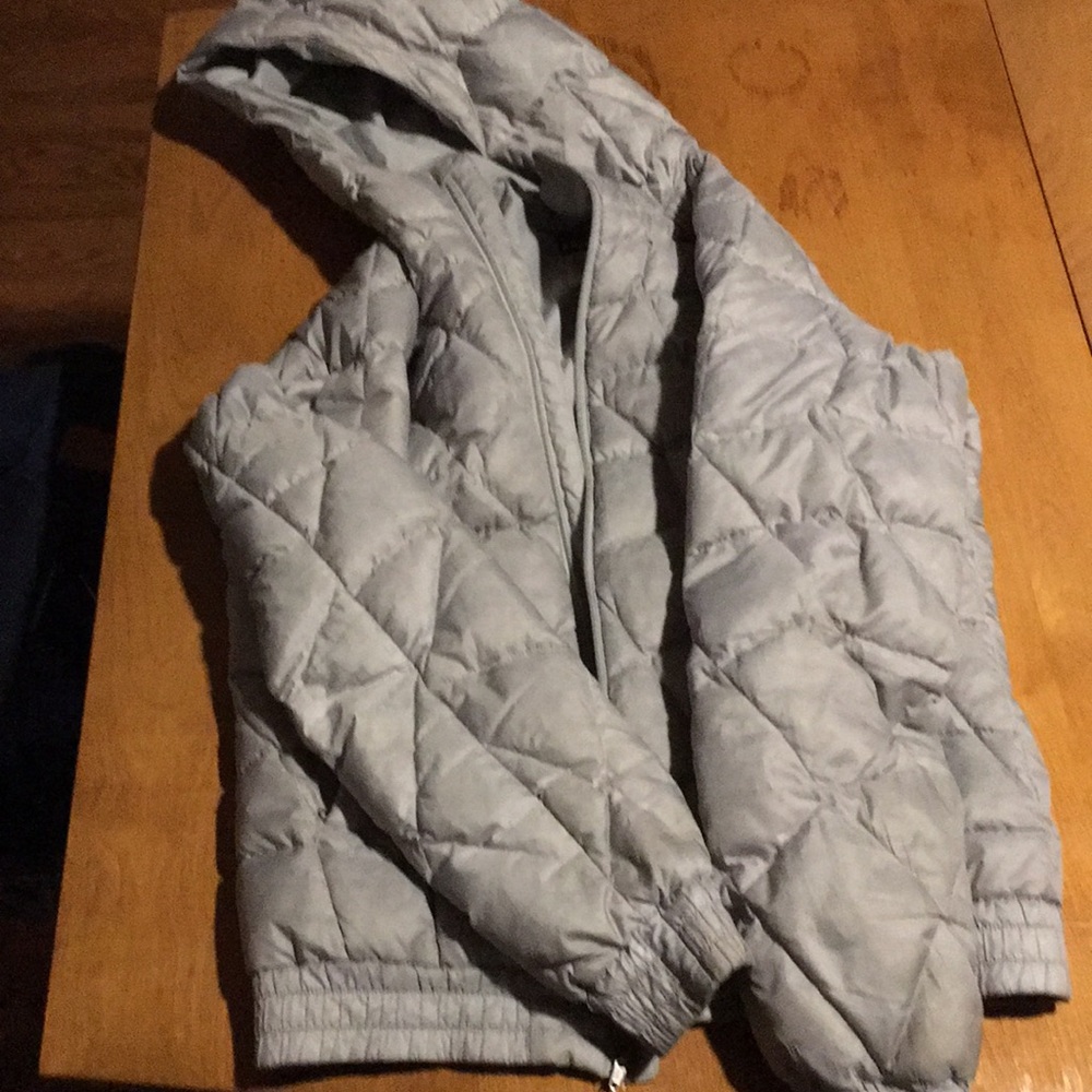 Silver Patagonia puffy winter jacket